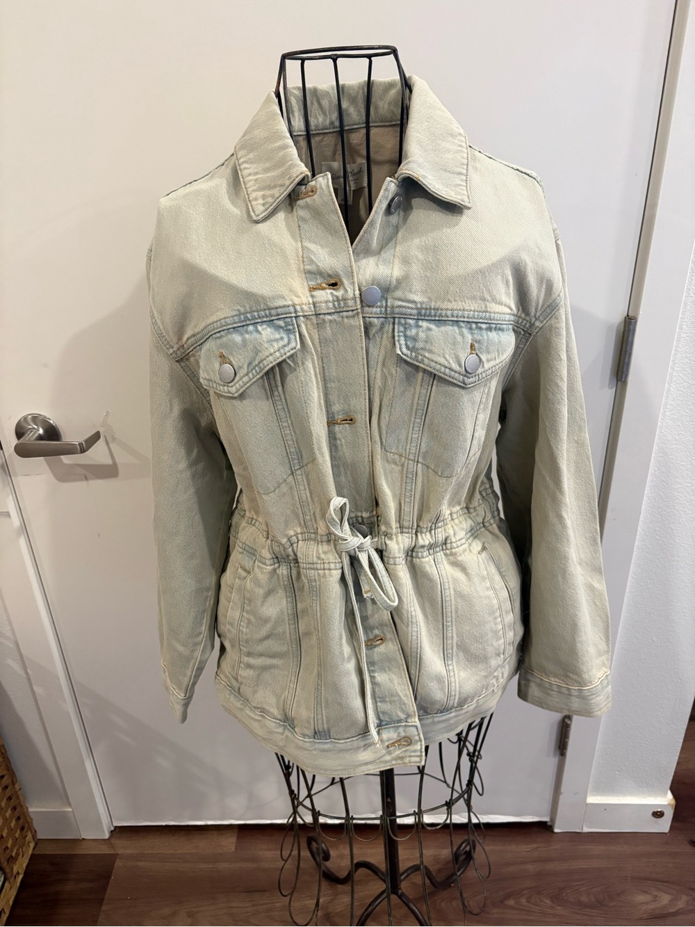 Universal Thread Sage Drawstring Denim Jacket - Light Green